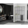 Mexen Kioto+ shower screen with Walk-in shelf 140 x 200 cm, black grid, gold - 800-140-121-50-77