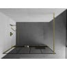 Mexen Kioto+ shower screen with a shelf and rail 140 x 200 cm, Transparent/Black pattern 8 mm, Gold - 800-140-121-50-77