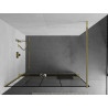 Mexen Kioto+ shower wall with shelf Walk-in 80 x 200 cm, black pattern, gold - 800-080-121-50-78