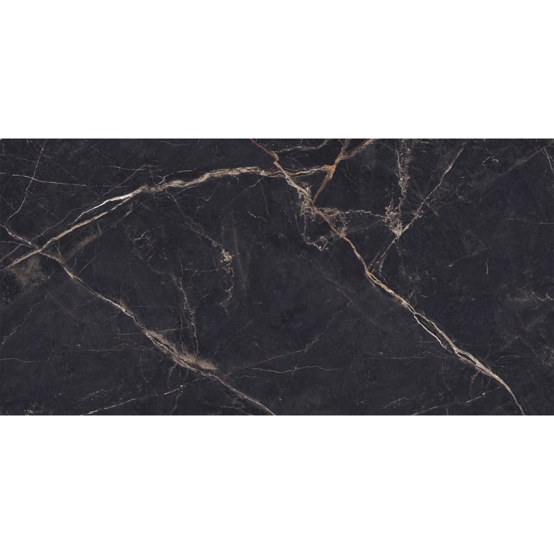 Mexen Eminet Black glazed rectified porcelain tile. Floor-wall tile 120 x 60 cm, high gloss - TL201-120-060-00