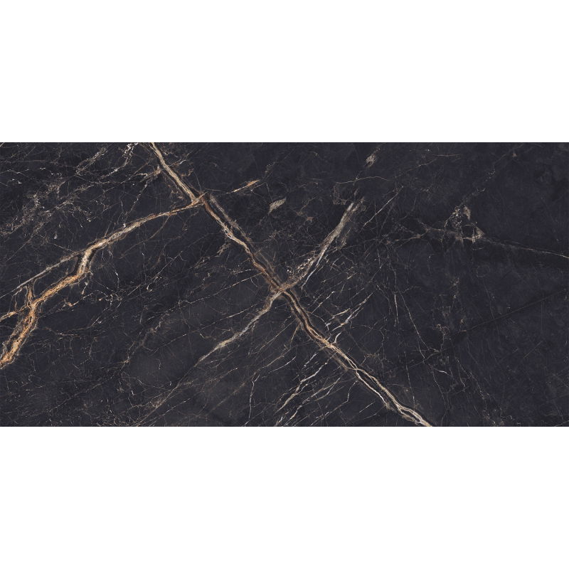 Mexen Eminet Black glazed rectified porcelain tile. Floor-wall tile 120 x 60 cm, high gloss - TL201-120-060-00