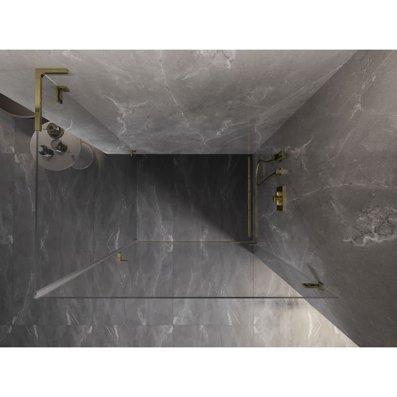 Mexen Lunar-B L right swing shower enclosure 100 x 70 cm, transparent, gold - 832L-100-070-50-00-P
