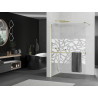 Mexen Kioto+ shower wall with shelf Walk-in 100 x 200 cm, white pattern, gold - 800-100-121-50-85