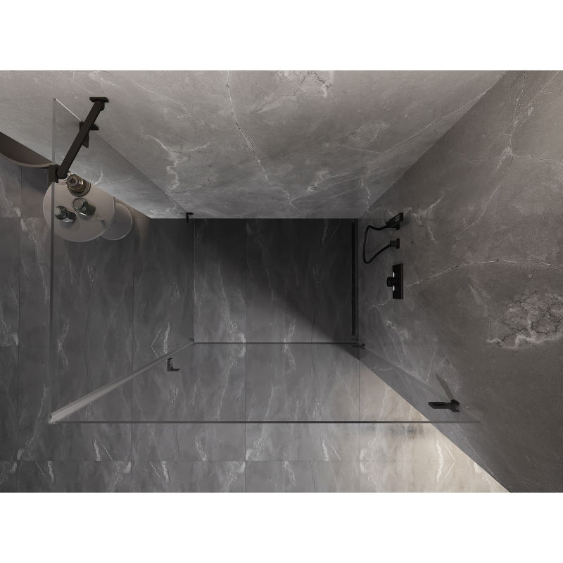 Mexen Lunar-B right folding shower enclosure 90 x 80 cm, transparent, black - 832-090-080-70-00-P