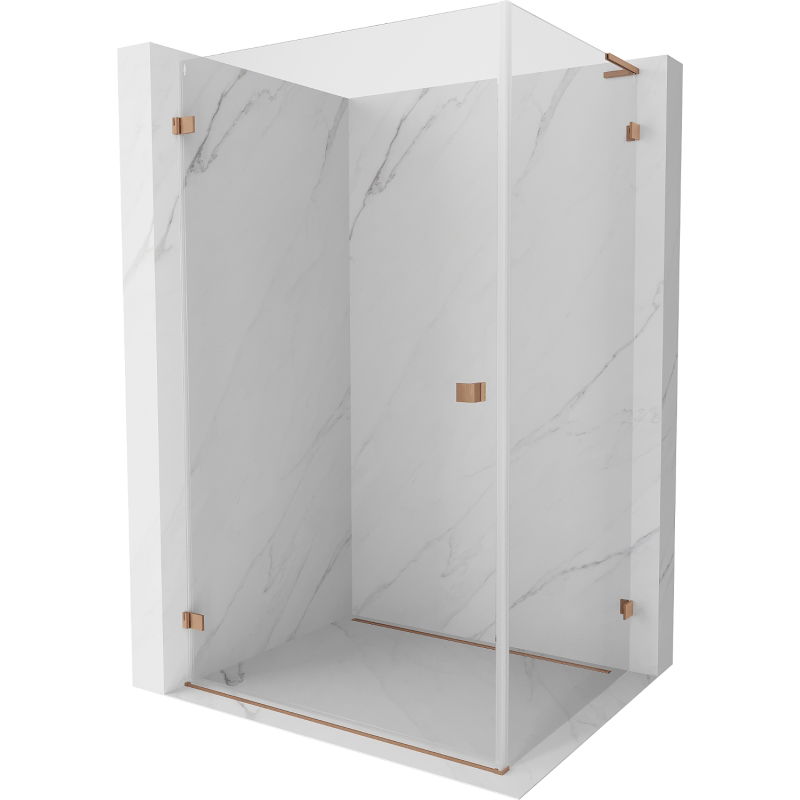 Mexen Lunar-B L Hinged Shower Enclosure Left 85 x 70 cm, Transparent, Brushed Copper - 832L-085-070-65-00-L