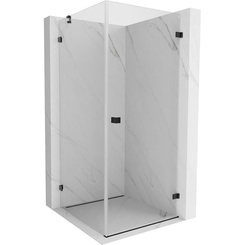 Mexen Lunar-B pivot shower enclosure, right 90 x 90 cm, transparent, black - 832-090-090-70-00-P