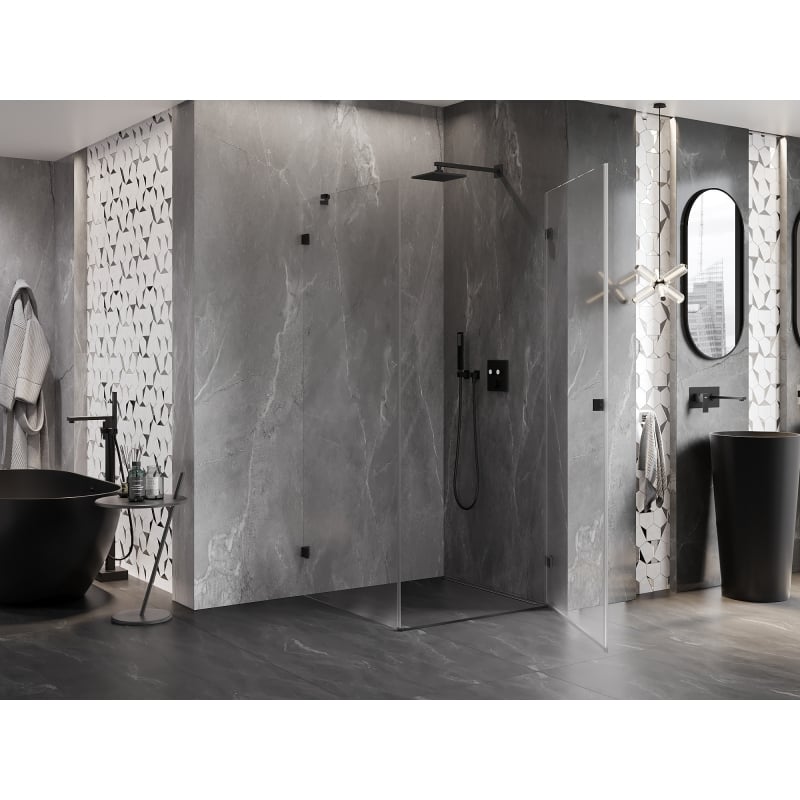 Mexen Lunar-B right hinged shower enclosure 100 x 100 cm, transparent, black - 832-100-100-70-00-P