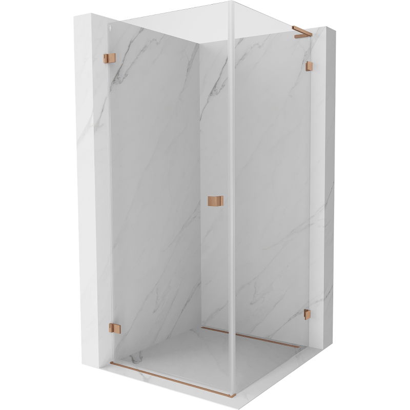 Mexen Lunar-B L shower enclosure hinged left 90 x 90 cm, transparent, brushed copper - 832L-090-090-65-00-L