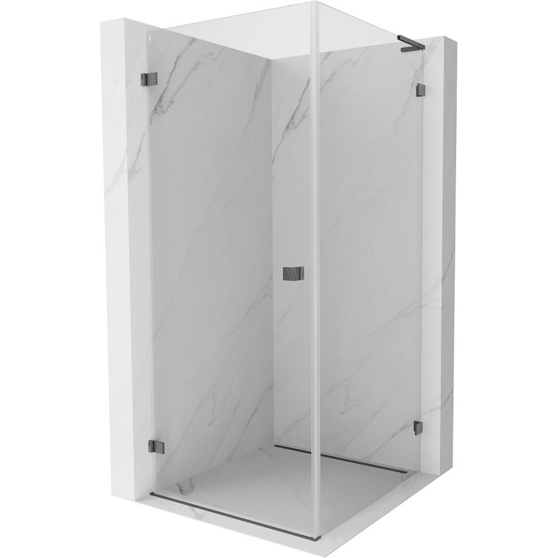 Mexen Lunar-B L Left-Swinging Shower Enclosure 80 x 80 cm, Transparent, Brushed Gun Gray - 832L-080-080-66-00-L