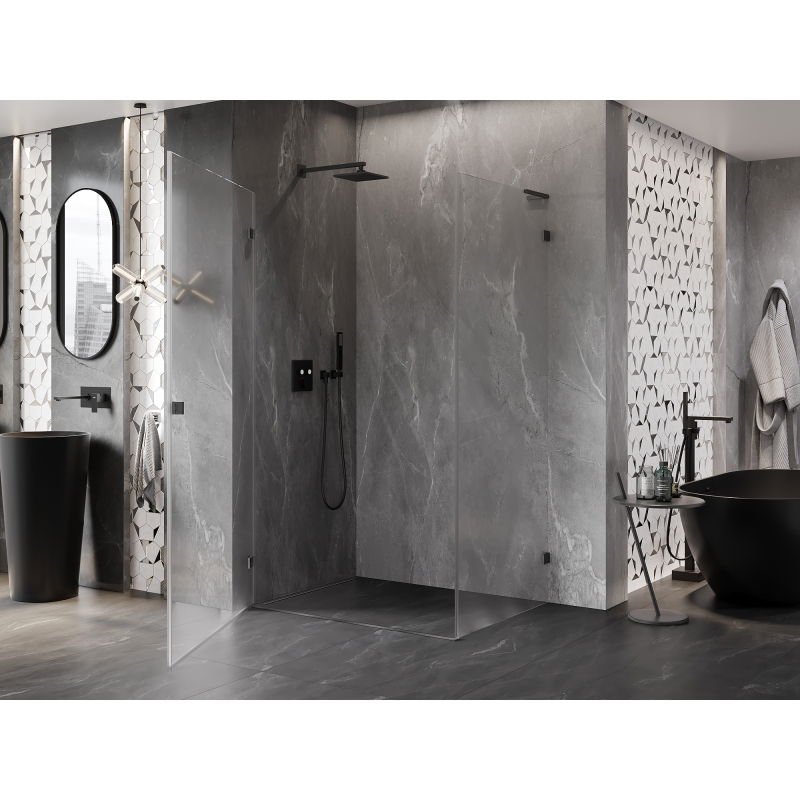 Mexen Lunar-B L Hinged Shower Cabin Left 95 x 90 cm, Transparent, Brushed Gun Gray - 832L-095-090-66-00-L