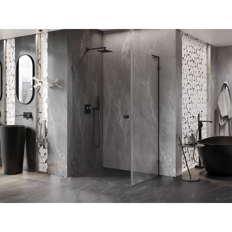 Mexen Lunar-B L Hinged Shower Cabin Left 95 x 90 cm, Transparent, Brushed Gun Gray - 832L-095-090-66-00-L