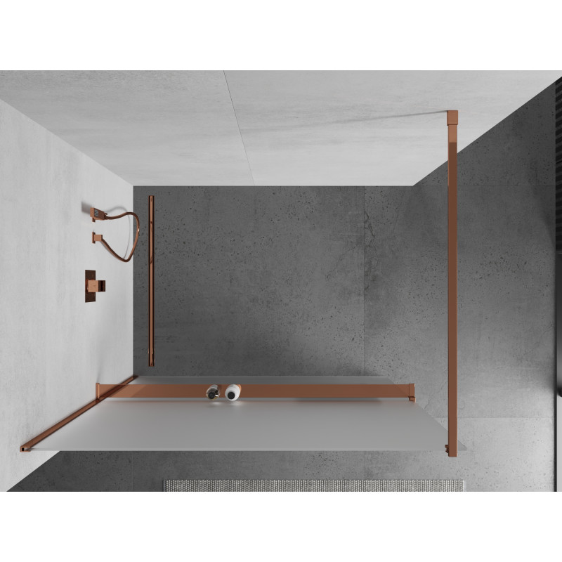 Mexen Kioto+ shower wall with shelf Walk-in 120 x 200 cm, frost, rose gold - 800-120-121-60-30