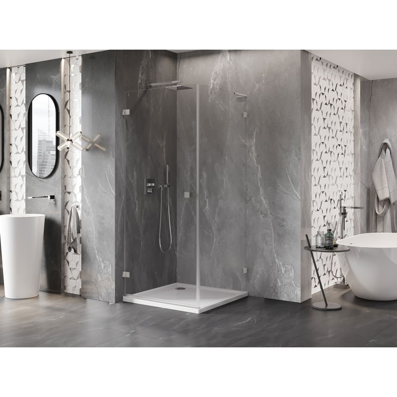 Mexen Lunar-B L left-hand hinged shower cabin 70 x 70 cm, transparent, brushed nickel- 832L-070-070-97-00-L