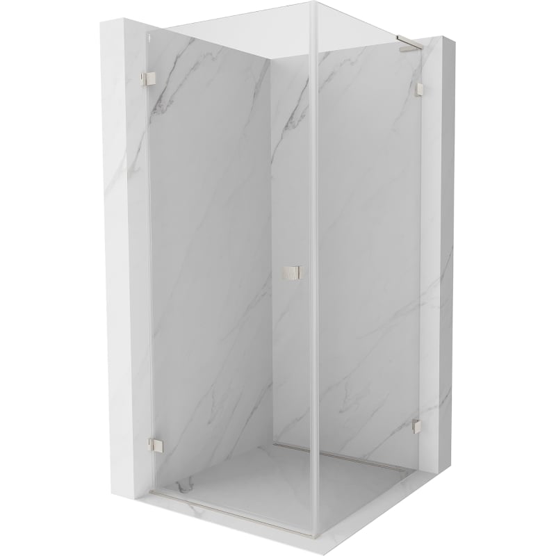 Mexen Lunar-B L left-hand hinged shower enclosure 100 x 100 cm, transparent, brushed nickel- 832L-100-100-97-00-L