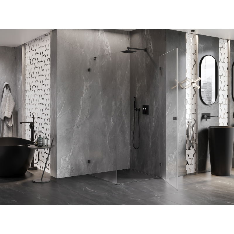 Mexen Lunar-B right hinged shower enclosure 80 x 80 cm, transparent, gun metal - 832-080-080-95-00-P