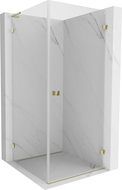 Mexen Lunar-B L Right-Sided Hinged Shower Enclosure 90 x 90 cm, Transparent, Gold - 832L-090-090-50-00-P