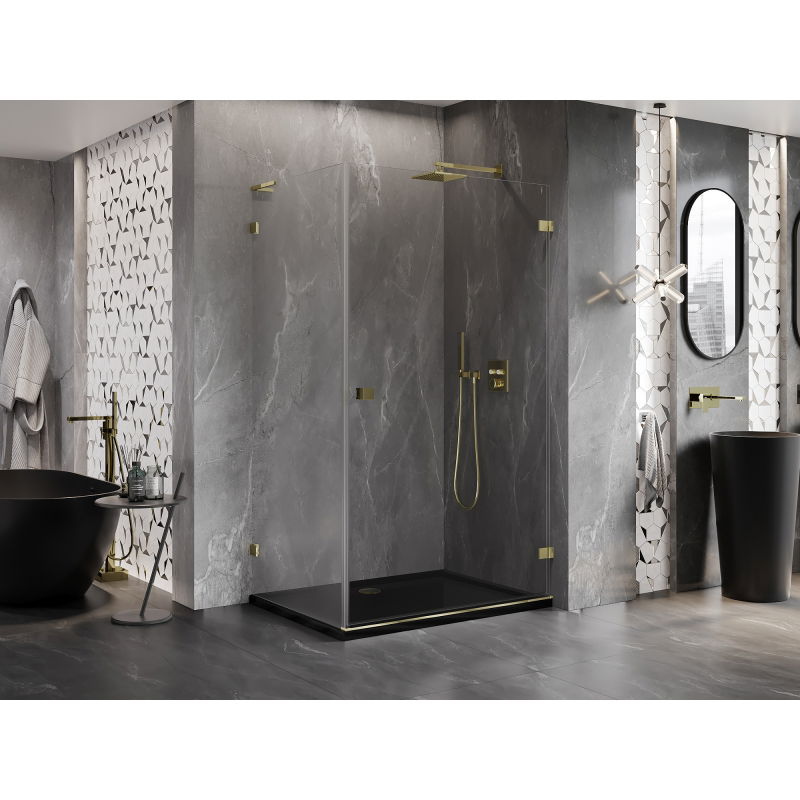 Mexen Lunar-B L right hinged shower enclosure 95 x 90 cm, transparent, gold - 832L-095-090-50-00-P