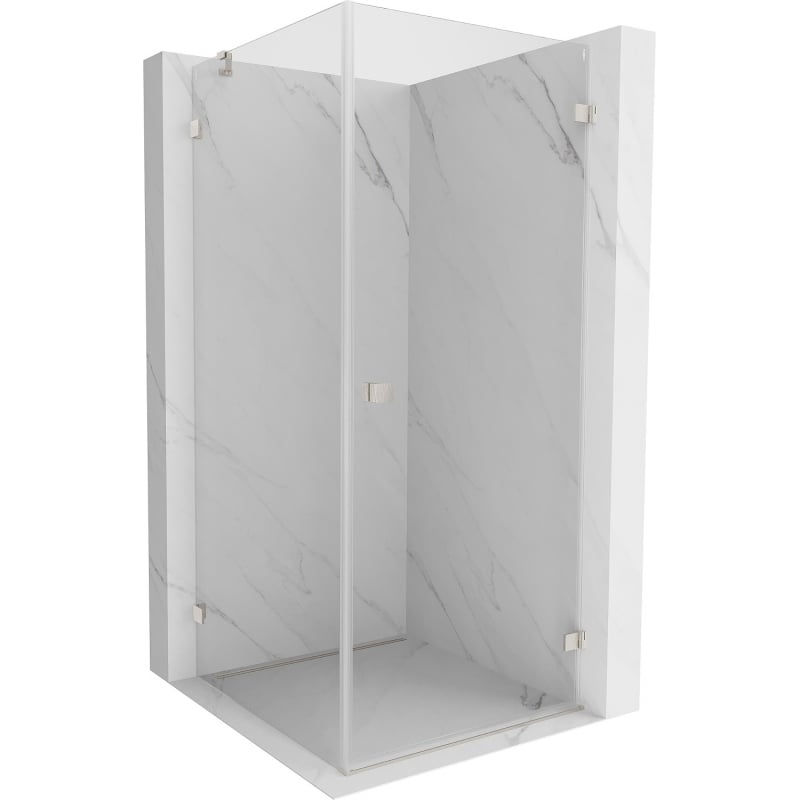 Mexen Lunar-B right pivot shower enclosure 80 x 80 cm, transparent, brushed nickel - 832-080-080-97-00-P