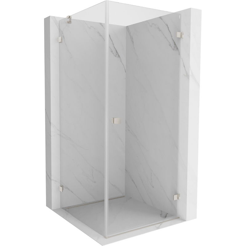 Mexen Lunar-B right-hand swinging shower cabin 90 x 90 cm, transparent, brushed nickel - 832-090-090-97-00-P