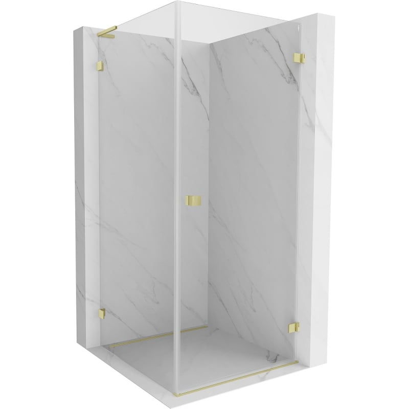 Mexen Lunar-B L Right Hinged Shower Enclosure 70 x 70 cm, Transparent, Brushed Gold - 832L-070-070-55-00-P