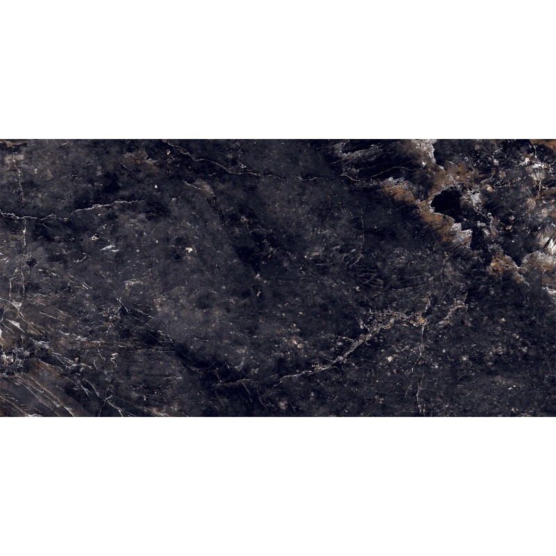 Mexen Rokocha Black Glazed Rectified Porcelain G1, Floor and Wall Tile 120 x 60 cm, High Gloss - TL205-120-060-01