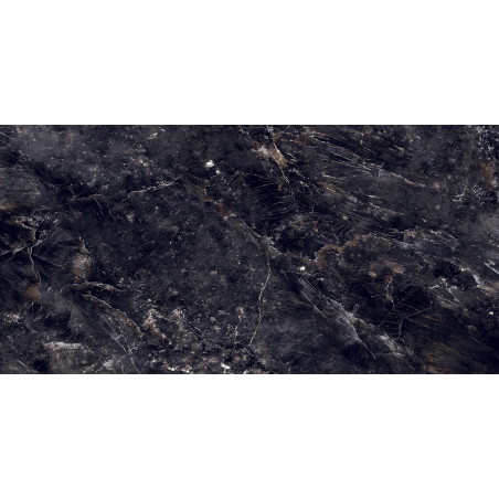 Mexen Rokocha Black Glazed Rectified Porcelain G1, Floor and Wall Tile 120 x 60 cm, High Gloss - TL205-120-060-01