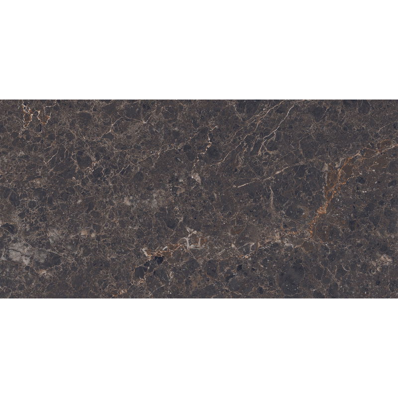 Mexen Slik Emperador Brown glazed rectified porcelain stoneware, floor and wall tile 120 x 60 cm, high gloss - TL207-120-060-00