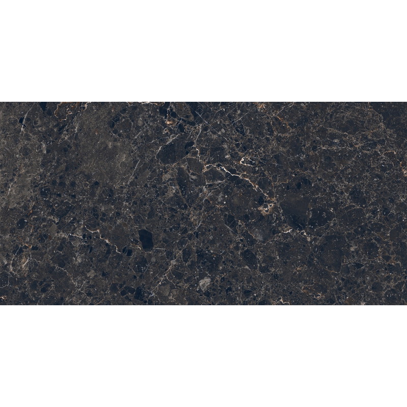 Mexen Slik Emperador Black Glazed Rectified Porcelain Stoneware G1, Floor and Wall Tile 120 x 60 cm, High Gloss