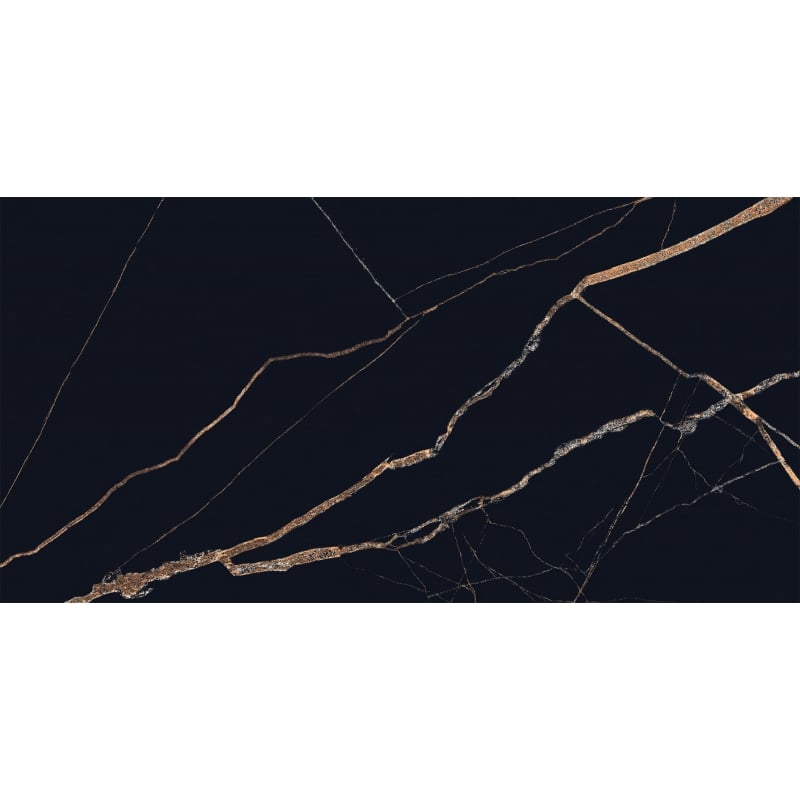 Mexen Fossil Black glazed rectified G1 tile, floor-wall 120 x 60 cm, high gloss - TL213-120-060-00