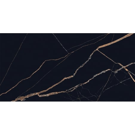 Mexen Fossil Black glazed rectified G1 tile, floor-wall 120 x 60 cm, high gloss - TL213-120-060-00