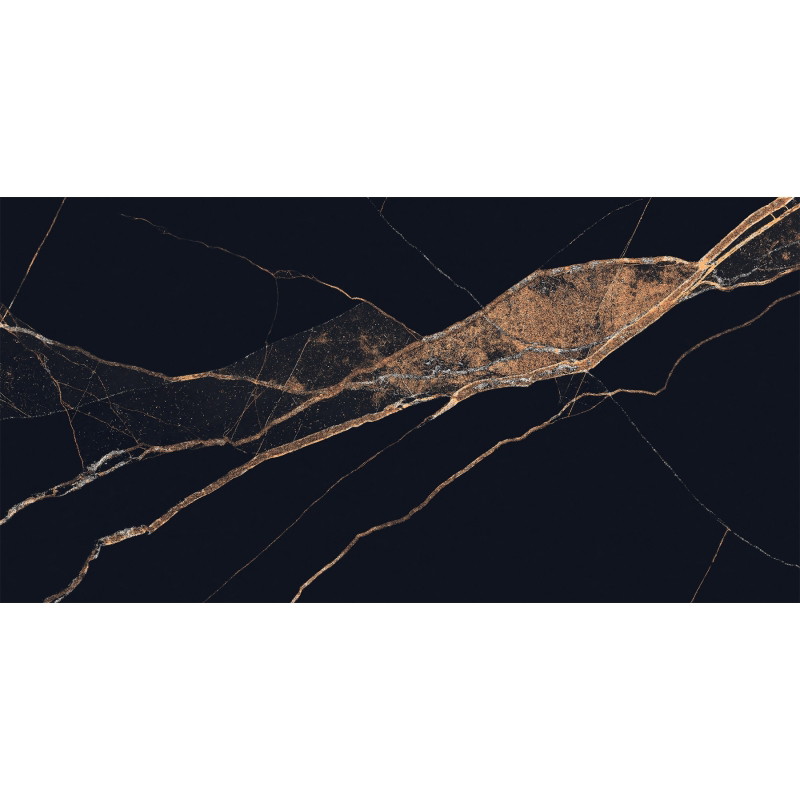 Mexen Fossil Black Glazed Rectified Gres G1, Floor-Wall Tile 120 x 60 cm, High Gloss - TL213-120-060-00