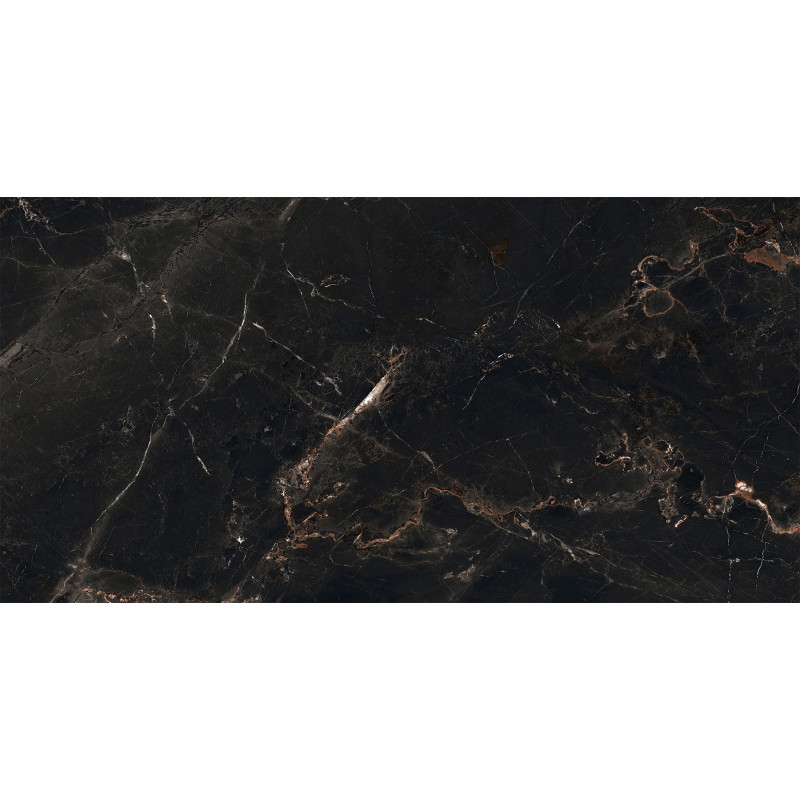 Mexen Marquino Black Glazed Rectified Gres Tile G1, Floor-Wall Tile 120 x 60 cm, High Gloss - TL214-120-060-00