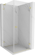 Mexen Lunar-B L Right Swing Shower Enclosure 80 x 80 cm, Transparent, Brushed Gold - 832L-080-080-55-00-P