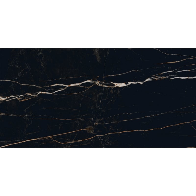 Mexen Flamingo Black glazed rectified porcelain tile 120 x 60 cm, high gloss - TL215-120-060-00