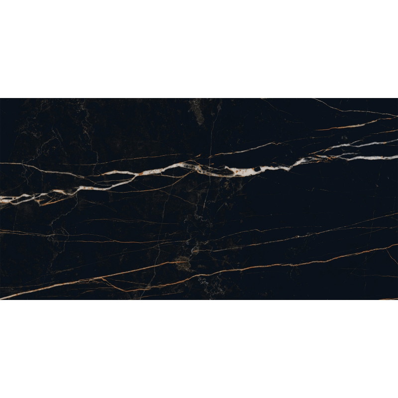 Mexen Flamingo Rectified glazed black gres tile G1, floor-wall tile 120 x 60 cm, high gloss - TL215-120-060-00