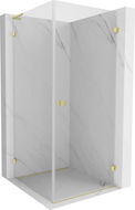 Mexen Lunar-B L right-hand swing shower cabin 100 x 100 cm, transparent, brushed gold - 832L-100-100-55-00-P