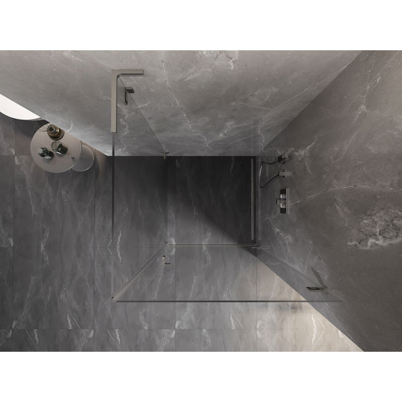 Mexen Lunar-B L Pivot Shower Enclosure Right 90 x 90 cm, Transparent, Brushed Nickel - 832L-090-090-97-00-P