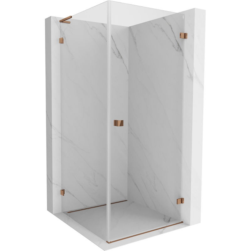Mexen Lunar-B L right pivot shower enclosure 70 x 70 cm, transparent, rose gold - 832L-070-070-60-00-P