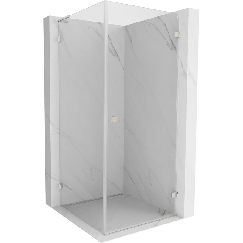 Mexen Lunar-B L Hinged Shower Enclosure Right 100 x 100 cm, Transparent, Brushed Nickel - 832L-100-100-97-00-P