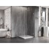 Mexen Lunar-B L Hinged Shower Enclosure Right 100 x 100 cm, Transparent, Brushed Nickel - 832L-100-100-97-00-P