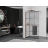 Mexen Kioto+ shower screen with shelf Walk-in 100 x 200 cm, black grid, pink gold - 800-100-121-60-77