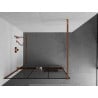 Mexen Kioto+ shower screen with shelf Walk-in 100 x 200 cm, black grid, pink gold - 800-100-121-60-77