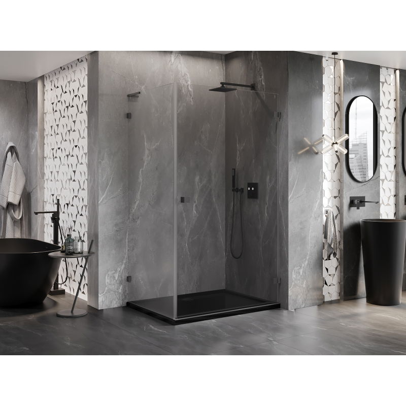 Mexen Lunar-B L shower enclosure, right opening, 80 x 70 cm, transparent, gun metal - 832L-080-070-95-00-P