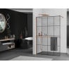 Mexen Kioto+ shower wall with shelf Walk-in 140 x 200 cm, black grid, rose gold - 800-140-121-60-77