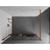 Mexen Kioto+ shower wall with Walk-in shelf 140 x 200 cm, black mesh, pink gold - 800-140-121-60-77