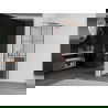 Mexen Kioto+ shower screen with a shelf and rail 80 x 200 cm, Transparent/Black pattern 8 mm, Rose gold - 800-080-121-60-77