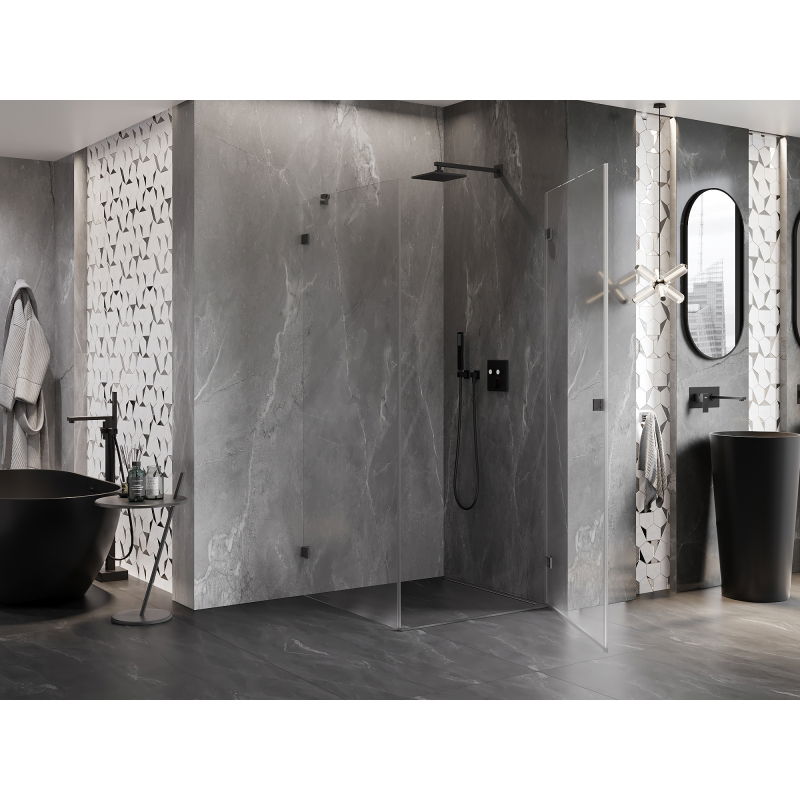 Mexen Lunar-B L right swing shower cabin 90 x 90 cm, transparent, gun metal - 832L-090-090-95-00-P