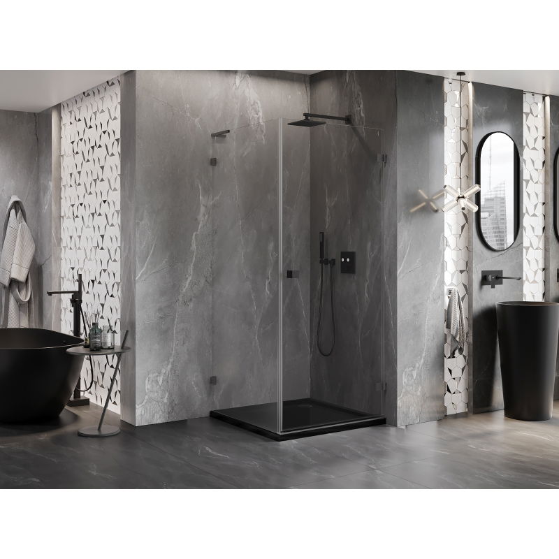 Mexen Lunar-B L right-hand hinged shower cabin 100 x 100 cm, transparent, gun metal - 832L-100-100-95-00-P