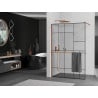 Mexen Kioto+ shower wall with shelf Walk-in 130 x 200 cm, black pattern, rose gold - 800-130-121-60-78