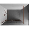 Mexen Kioto+ shower wall with shelf Walk-in 130 x 200 cm, black pattern, rose gold - 800-130-121-60-78
